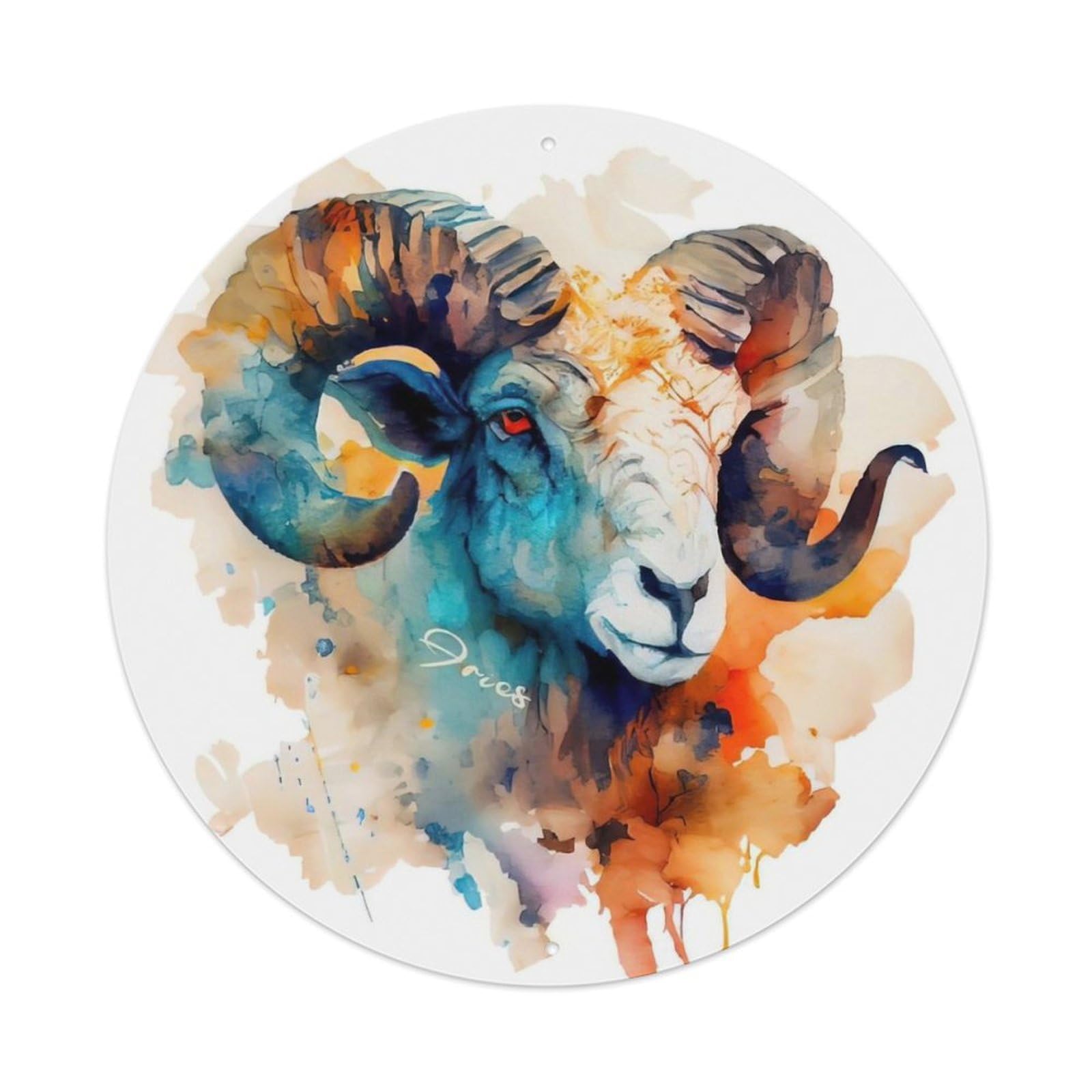 Olyhtr 8X8inch Classic Style Aries Zodiac Astrology Symbol Vintage Illustration Metal Tin Sign