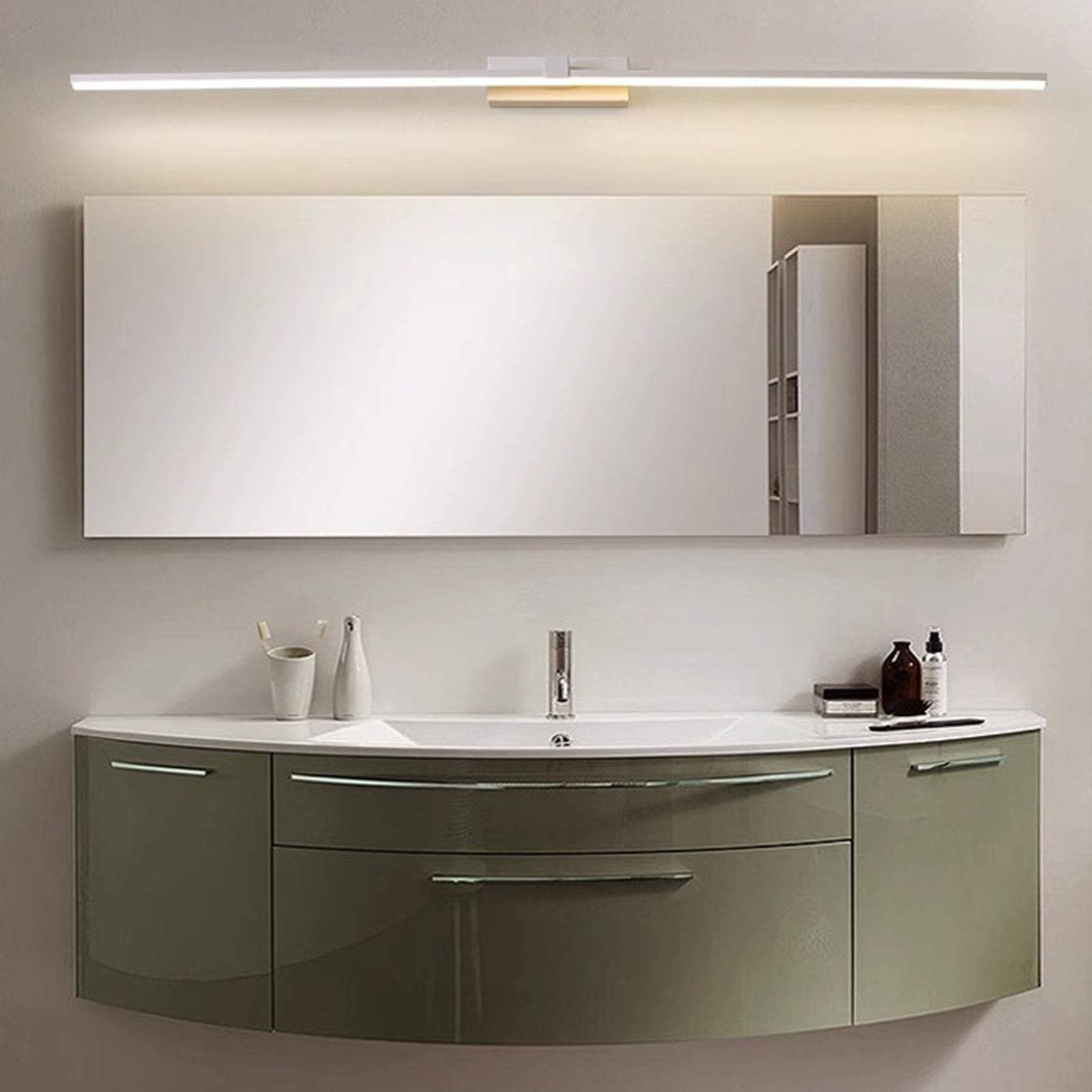 Apliques de pared rectangular LED 60cm de aluminio blanco con luz cálida 8