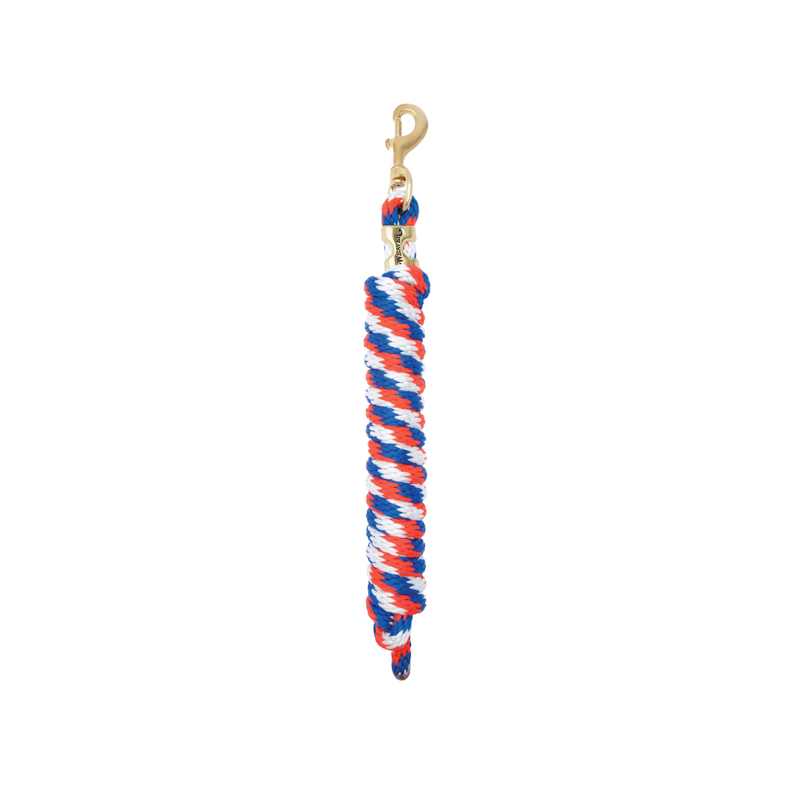 Weaver Leather Poly Lead Rope with a Solid Brass 225 Snap, 35-2100-W9, Blue/Red/White