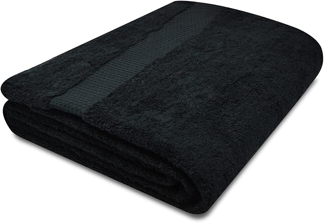 Towelogy® Super Soft Luxurious Bath Sheets Extra Large 100% Egyptian Cotton Bathroom Shower Towel Super Absorbent Hotel Quality Fade Resistant 90x140cm | Machine Washable (Black Noir, 1)