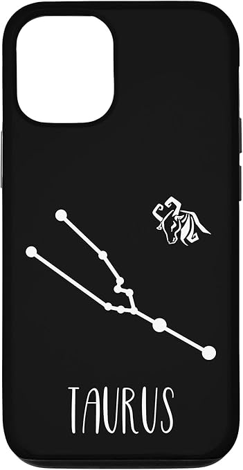 iPhone 12/12 Pro Taurus Constellation Star Sign Black Minimal Zodiac Design Case