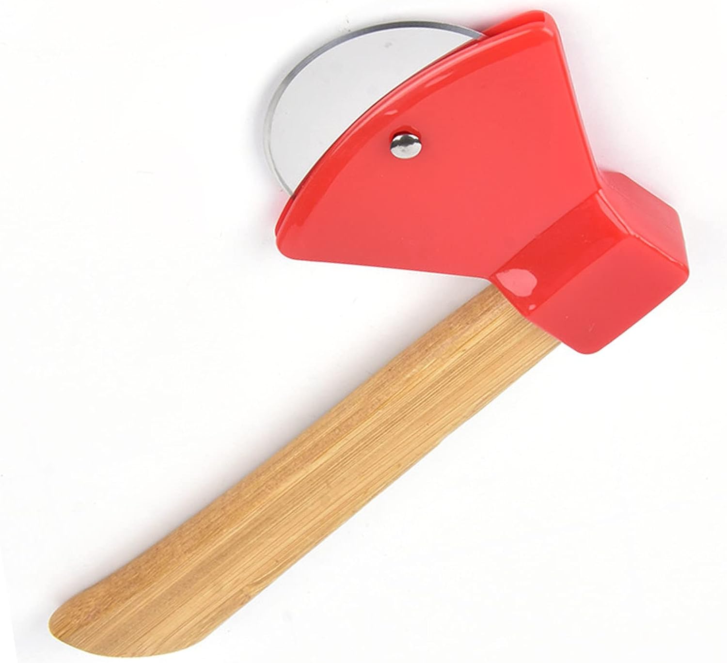 Pizza Knife, 2PCS Axe Type Pizza Cutter 430 Steel Pp Handle Pizza Slicer Rolling Cutter Pizza Cutting Tool for Home Restaurants (Red)