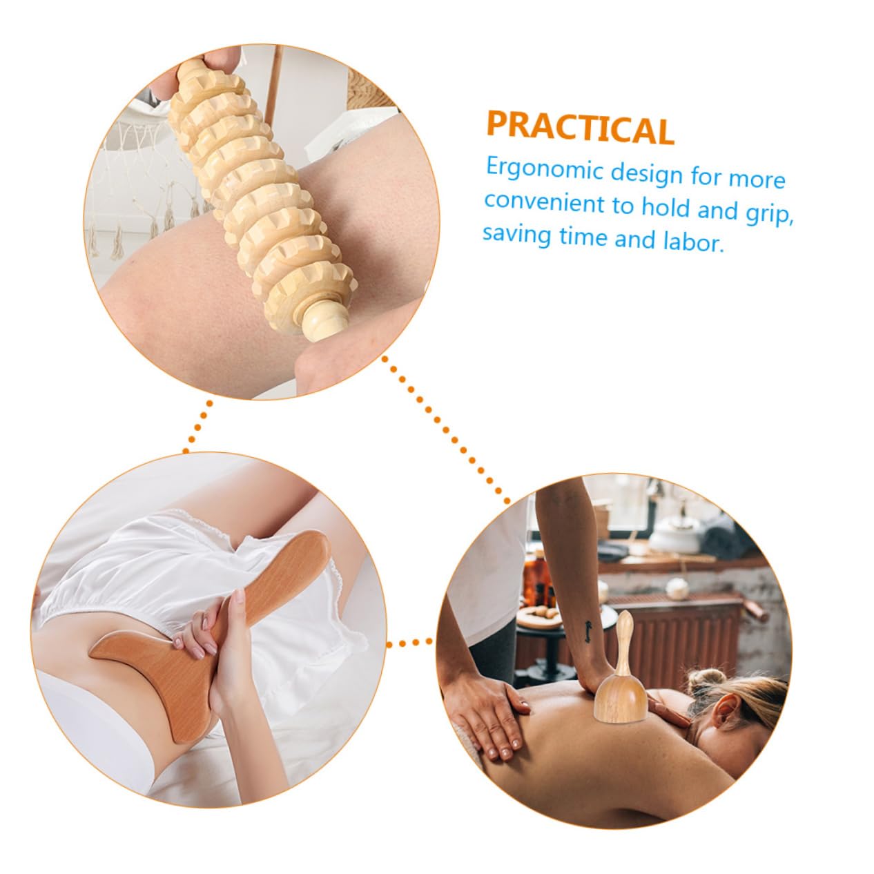 Healvian 4pezzi Massaggiatore in Legno Agopuntura Bastoncino Massaggiante Per Corpo Raschietto Per Strumenti Per Massaggi Multifunzionali Adatti Per Uso Casalingo e Viaggi