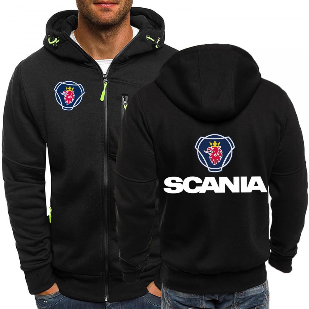 Heren rits Pullover voor SCANIA Hoody Hooded Tops Hoodie Hooded Sweatshirts met Zak-Black B|M