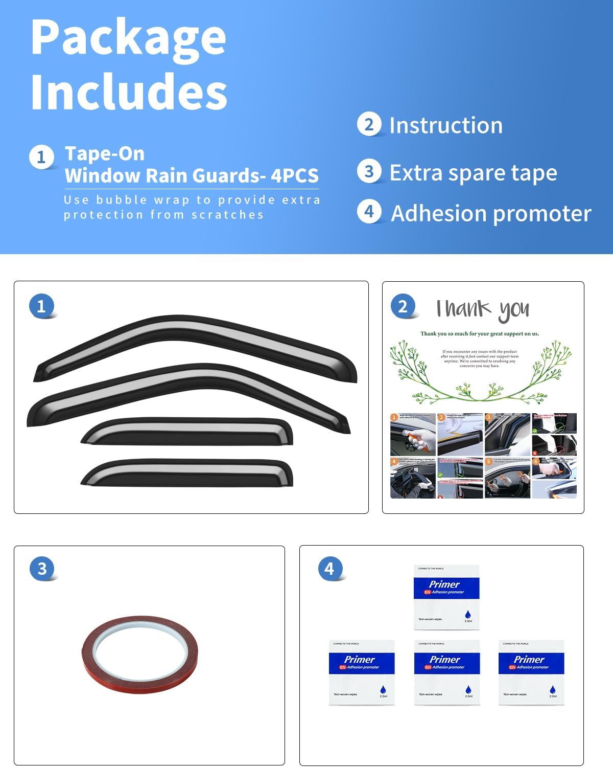 Extra-Thick Rain Guards Fit for Chevy Silverado/GMC Sierra 1999-2006 Extended Cab Window Rain Guard Extra Durable Window Deflectors Window Vent Visors Vent Shades Exterior Car Accessories