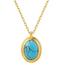 Jean Beau Gold Stone Pendant Necklaces for Women, Chunky Gemstone Dangle Necklace Wedding Prom Fashion Jewelry Gift