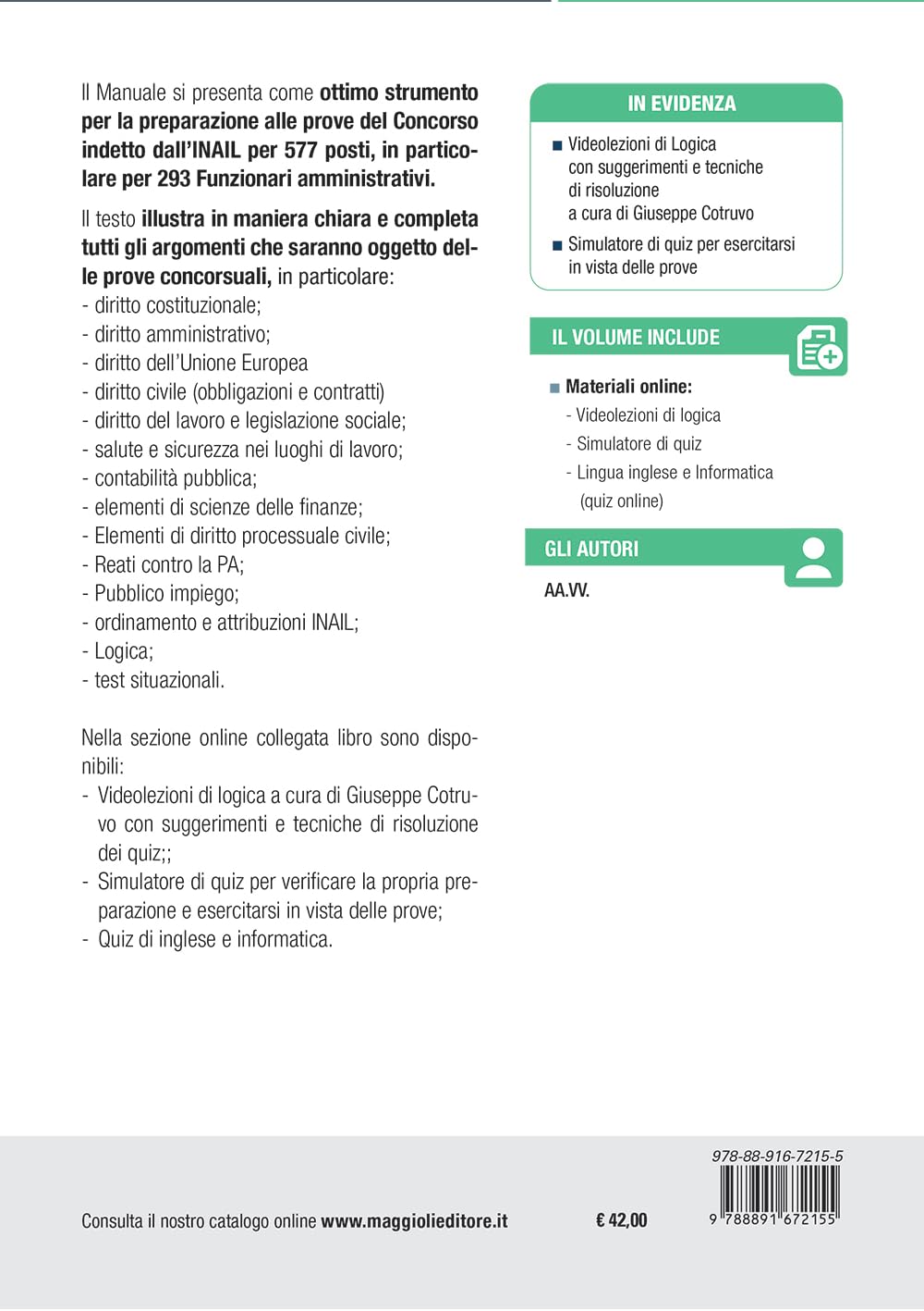 Concorso INAIL 293 Funzionari amministrativi. Teoria e test per tutte le prove. Con videolezioni di logica e simulatore di quiz online