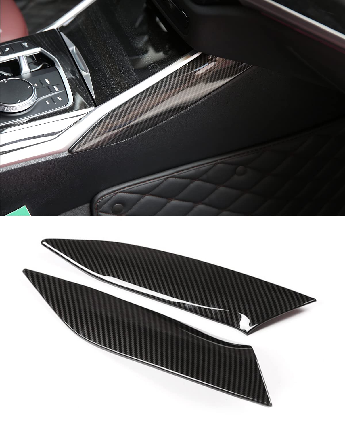 Copertura Laterale in Fibra di Carbonio per Pannello di Controllo Centrale, Adatta per BMW G20 G21 G22 G23 3/4 Serie 330i M340i (2019-2025), ABS Accessori Interni Auto