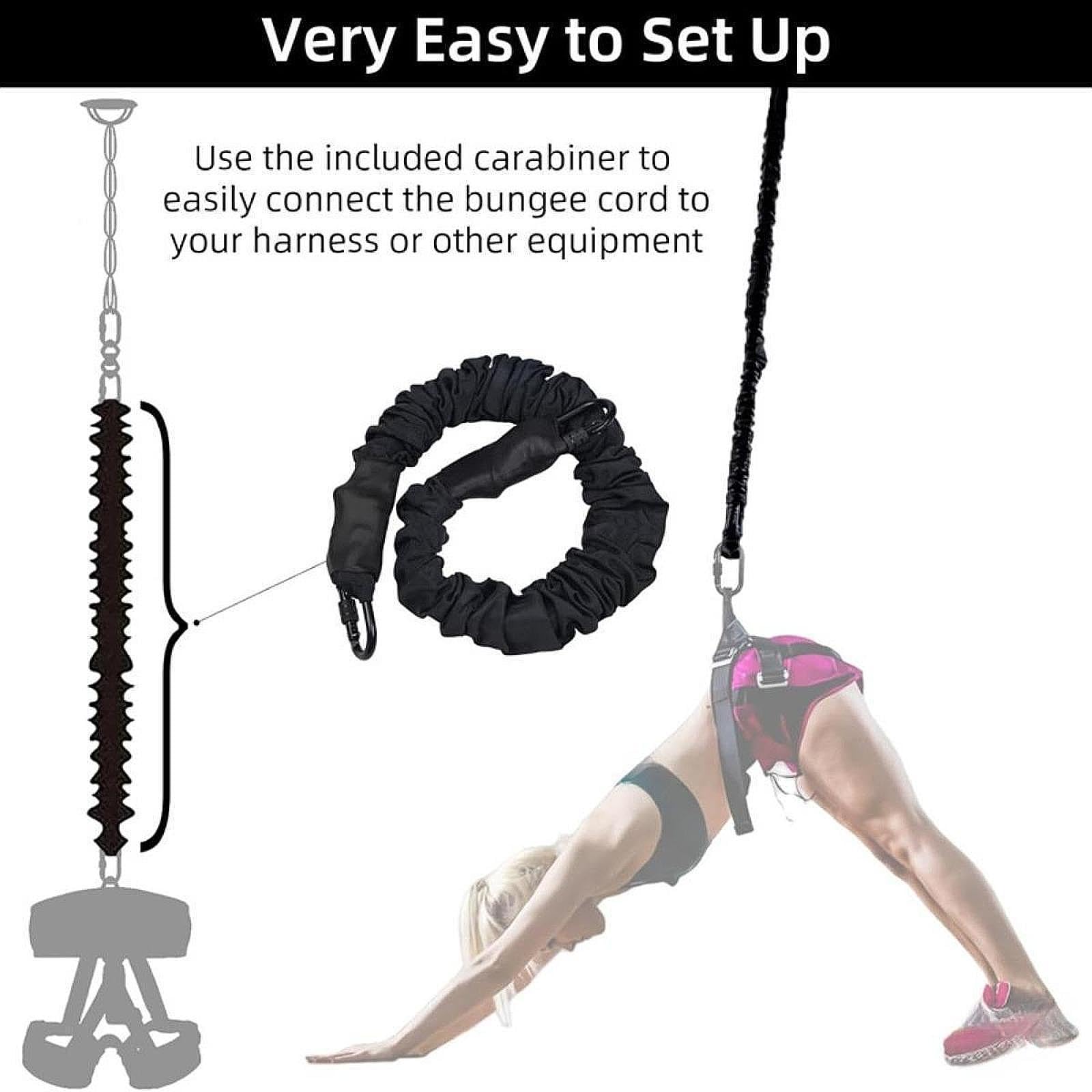 Banda de Resistencia Bungee Cuerda de Resistencia Fuerte con Mosquetón de Pilates Cinturón Elástico Antigravedad para Ejercicios Interior
