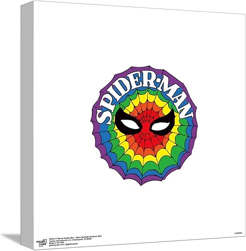 Trends International Gallery Pops Marvel Spider-Man - Retro Spotlight Rainbow Web Canvas Wall Art Wall Poster, 12.00" x 12.00", Stretched Canvas Trends International Gallery Pops Marvel Spider-Man - Retro Spotlight Rainbow Web Canvas Wall Art Wall Poster, 12.00" x 12.00", Stretched Canvas