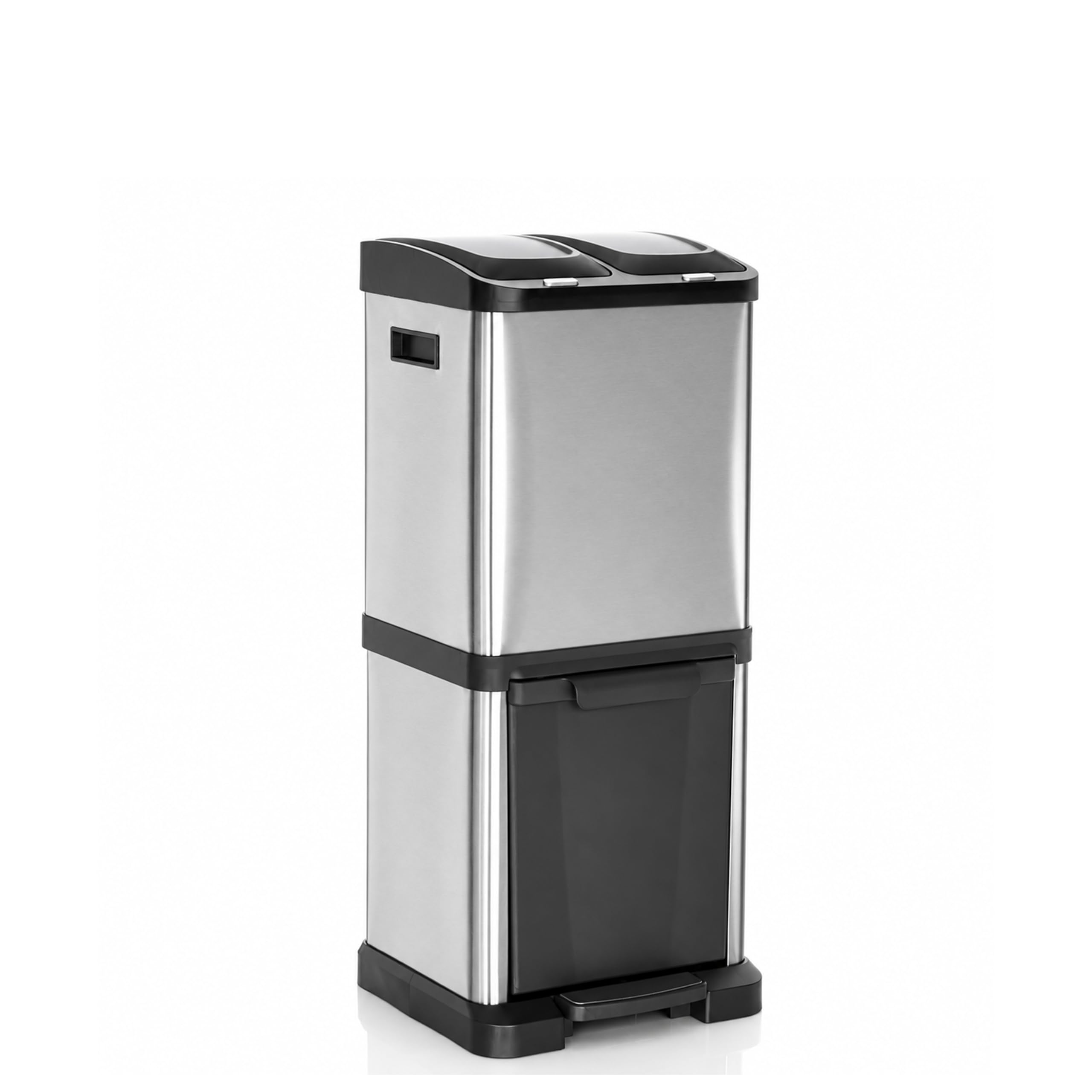 HJH Office cestino CLEAN VII in acciaio, sistema di separazione dei rifiuti con 3 scomparti (2 x 8L + 1 x 16L), uso universale, argento, 741100