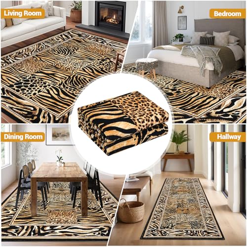 Tapete Leopard estilo patchwork 152x213 cm marrón miniatura 5