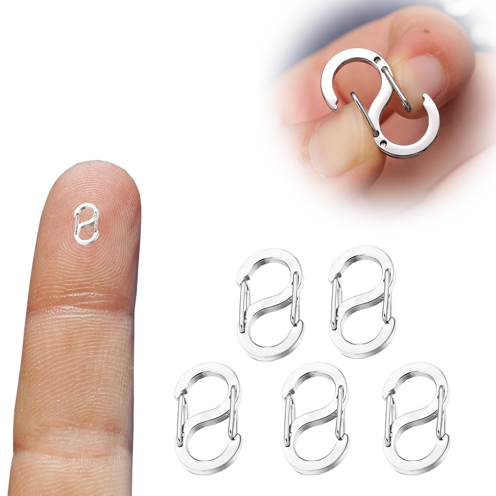 Lot De 5 Fermoirs Mousquetons En Acier Inoxydable 316 - Pour Colliers, Bracelets, DIY, Clés (double Ouverture)