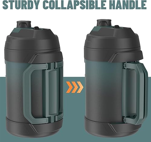 Miniatura 4 de Zukro Jarra de agua deportiva con tapa con pajilla, 0.9 galón115 onzas, jarra grande aislada de acero inoxidable con asa, botella de agua de boca