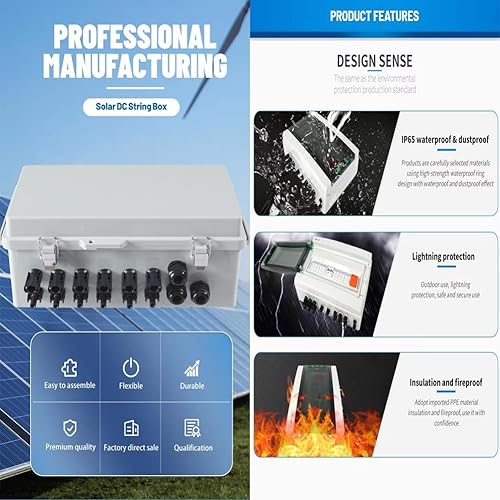 Miniatura 6 de Caja combinadora fotovoltaica caja combinadora solar con 6 cuerdas 15A clasificada fusible de corriente de protección contra sobretensiones y