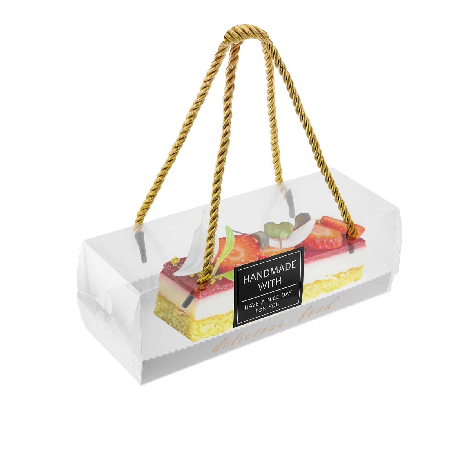 PINGEUI 20 PCS Boîte à gâteau roulé transparente, 18,5x6,5x6,5 cm