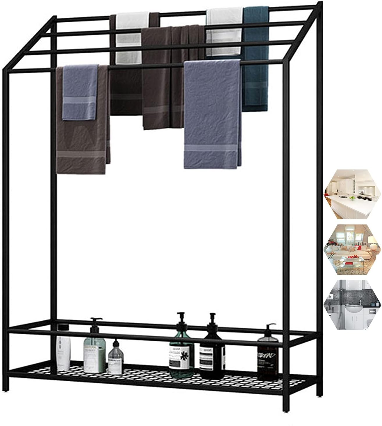 床置きバスルームタオルラック、ティアステンレススチール自立式タオル