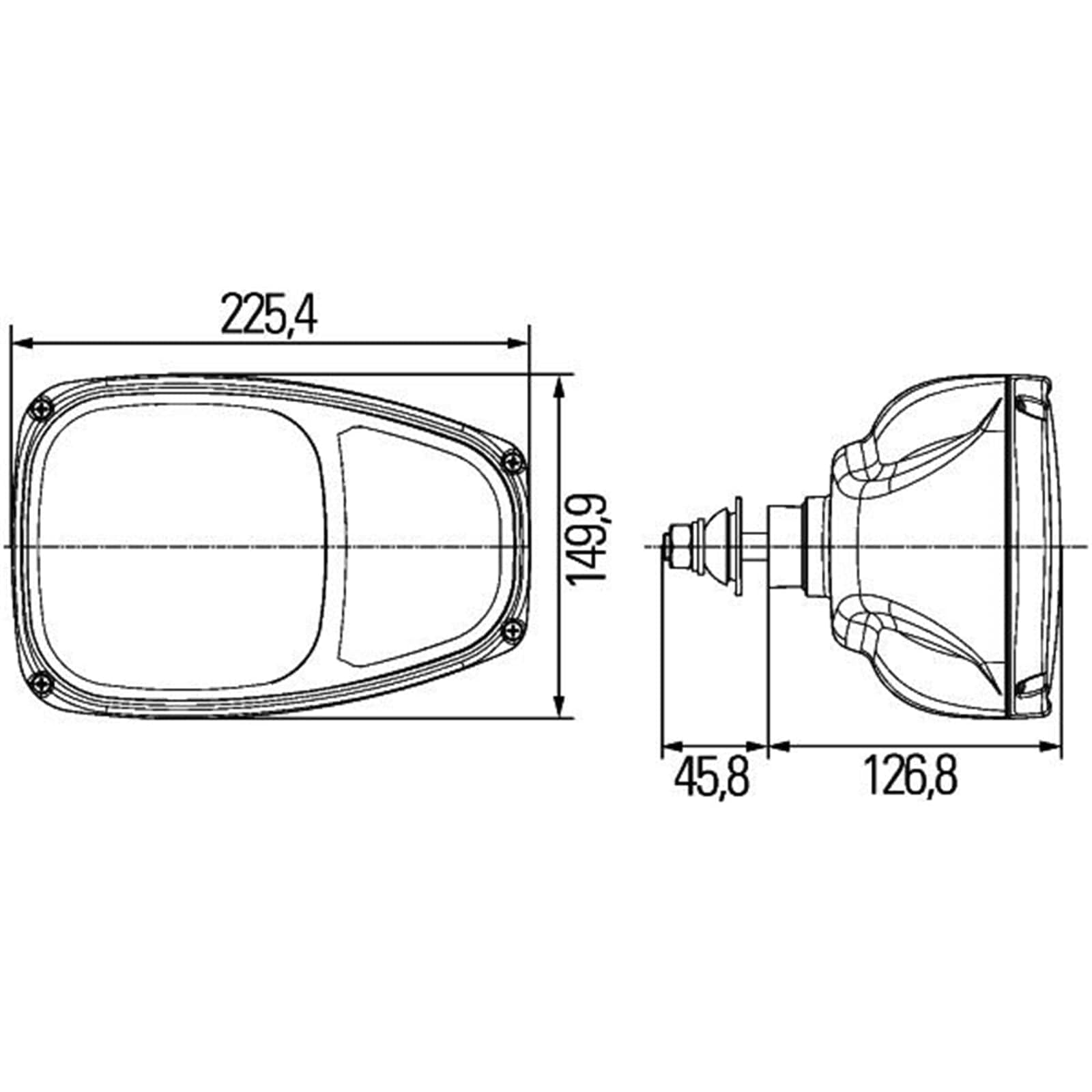 HELLA 1EE 996 174-287 Halogen-Hauptscheinwerfer - Combi 220 - 12V - Anbau - gehärtete Streuscheibe - Lichtscheibenfarbe: transparent - Stecker: DEUTSCH Stecker - vorne rechts