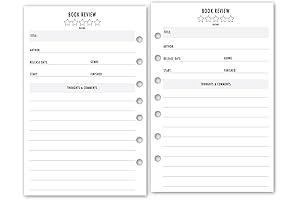 Half Size Book Review Planner Insert Refill