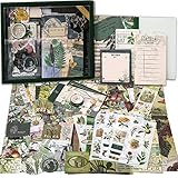 Scrapbooking Supplies Kit, Vintage Botanical Aesthetic Scrapbook Kit for Bullet Junk Journal, Statio