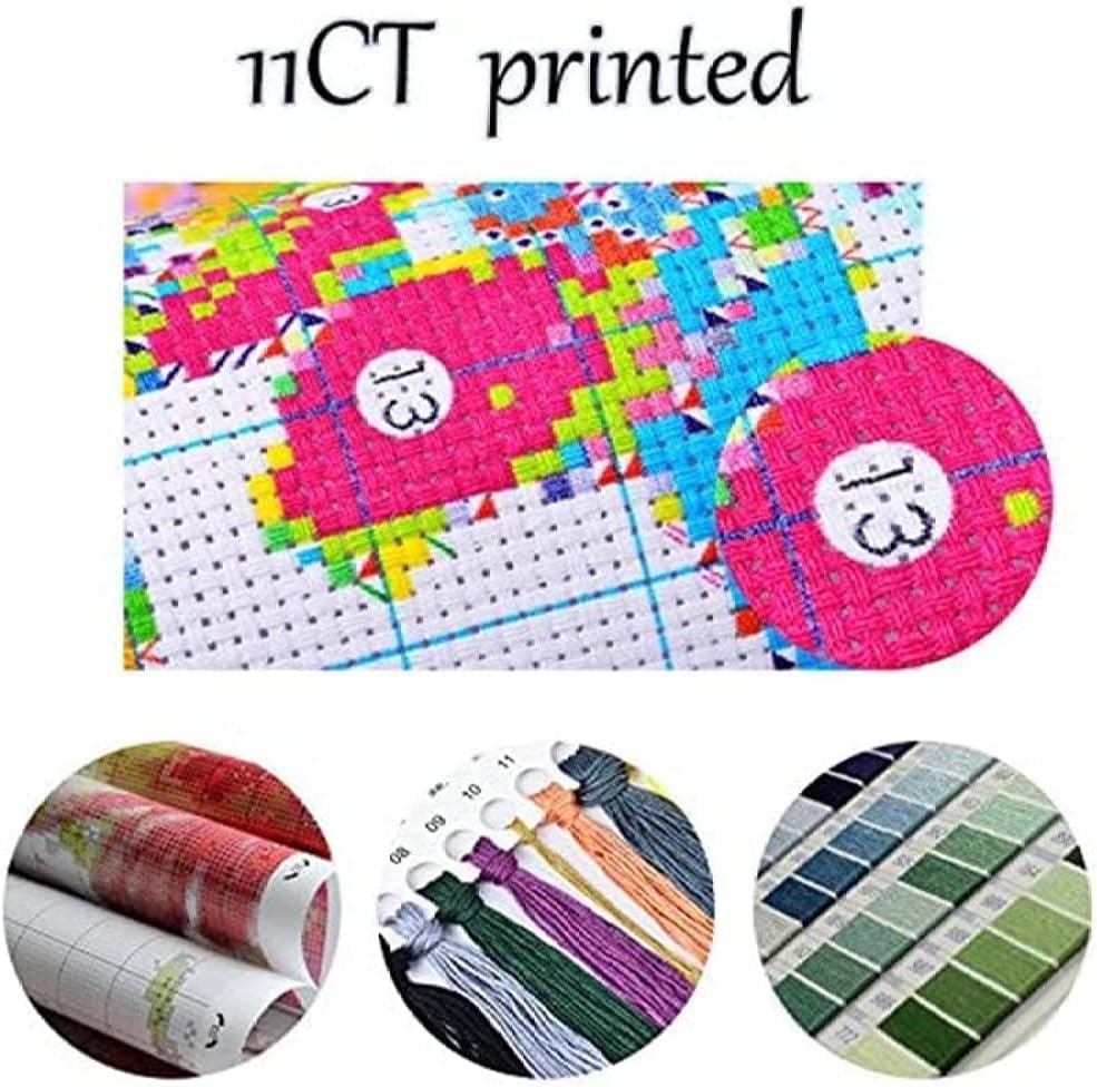 Image of WZWTYSM Stamped Cross Stitch Kits, Full Range of Embroidery Starter Needle tip Kits, Cross Stitch Stamped Pattern, 11CT Pre-Printed Fabric DIY Handmade by Adults Gift, 16x20 inches - Koi Pattern