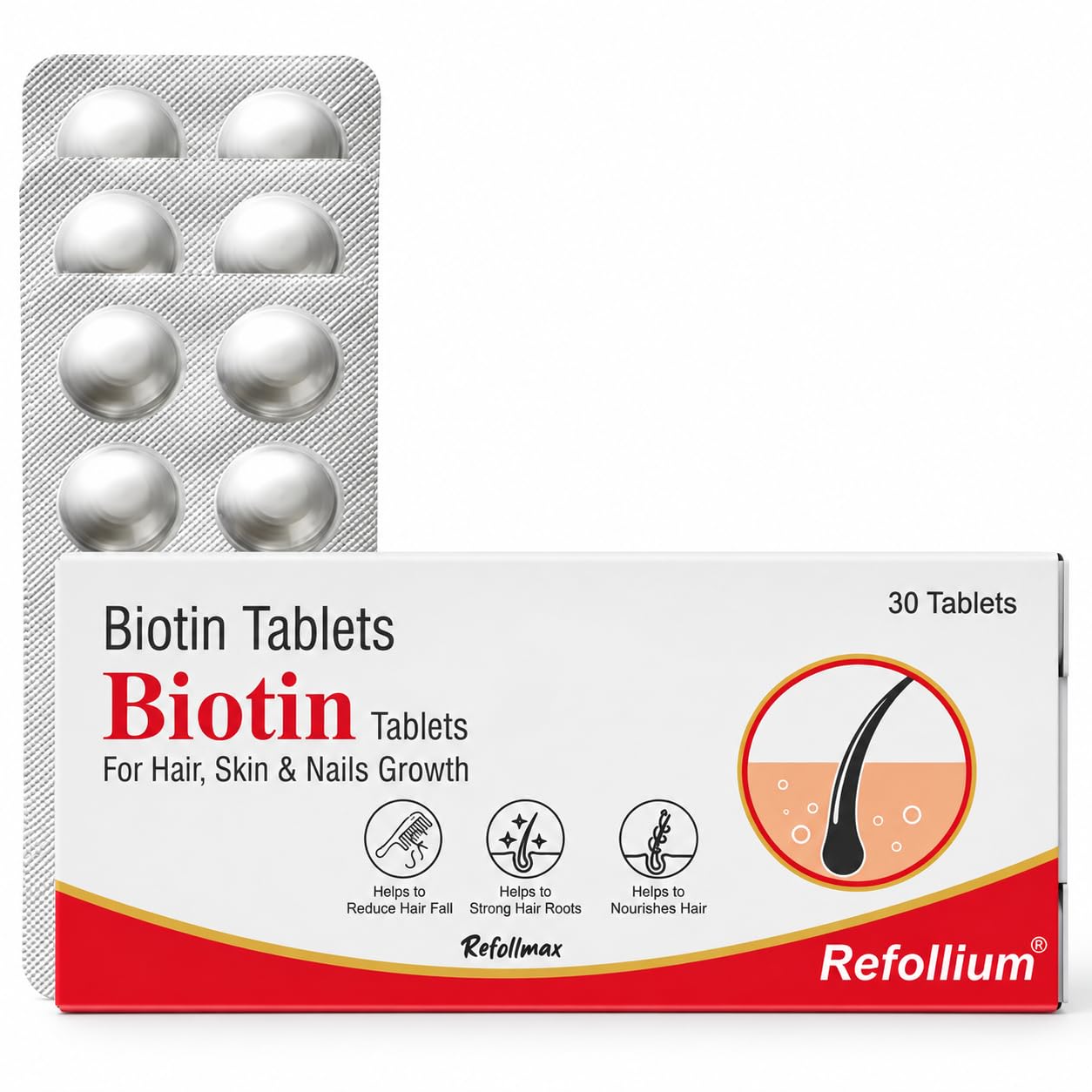 Refollium DHT Blocker with Biotin | Helps Reduce Hair Fall, Stimulates Hair Growth | Hair Vitamins for Men & Women (30 Tablets) (DHT BLOCKER) (Biotin + Hair Vitamins) — Amazon image 11