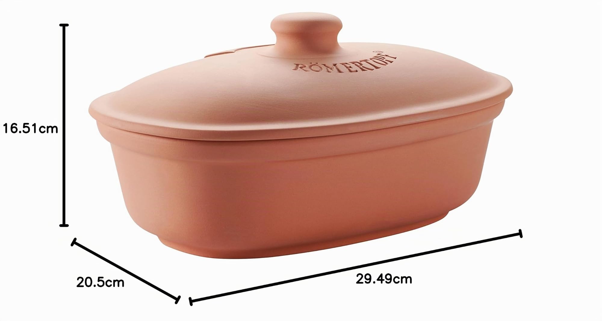 Römertopf Spargeltopf 30 cm Naturton Bräter für Spargel und Fisch | Längliche Form für ganze Stangen, schonendes Garen im Ofen ohne Wasserbad, Handwäsche, Tradition seit 1967
