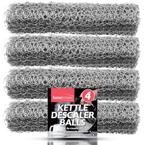 SOL 4pk Kettle Descaler Balls Reusable Limescale Remover Durable Stainless Steel Wire Ball & Prevent Furring & Prolong Appliance Lifespan Easy to Use to Remove Grease Stains & Grime