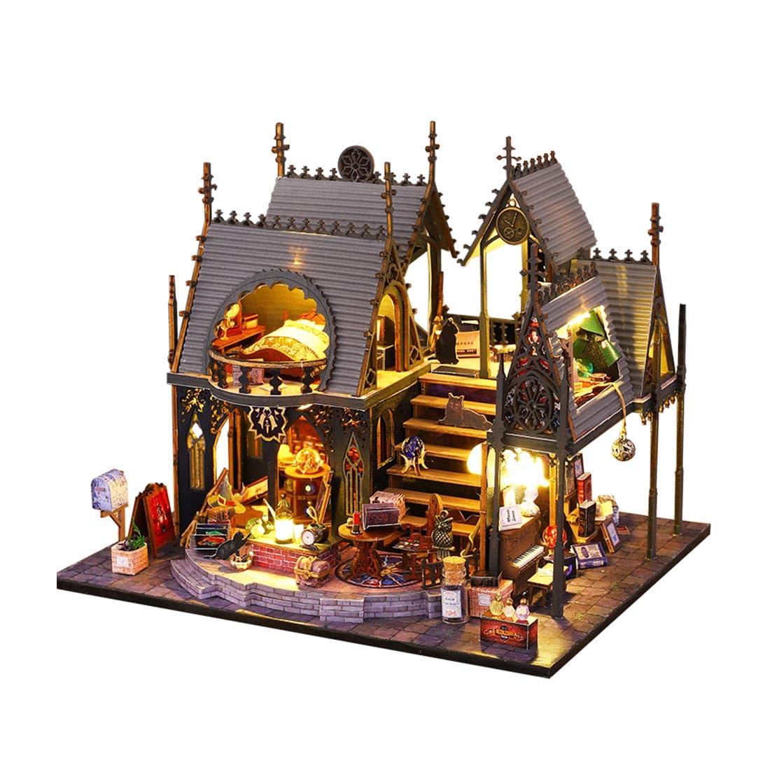 3D Holzpuzzle Haus Mit LED Beleuchtung - Miniatur Modellbau Für Erwachsene & Kinder