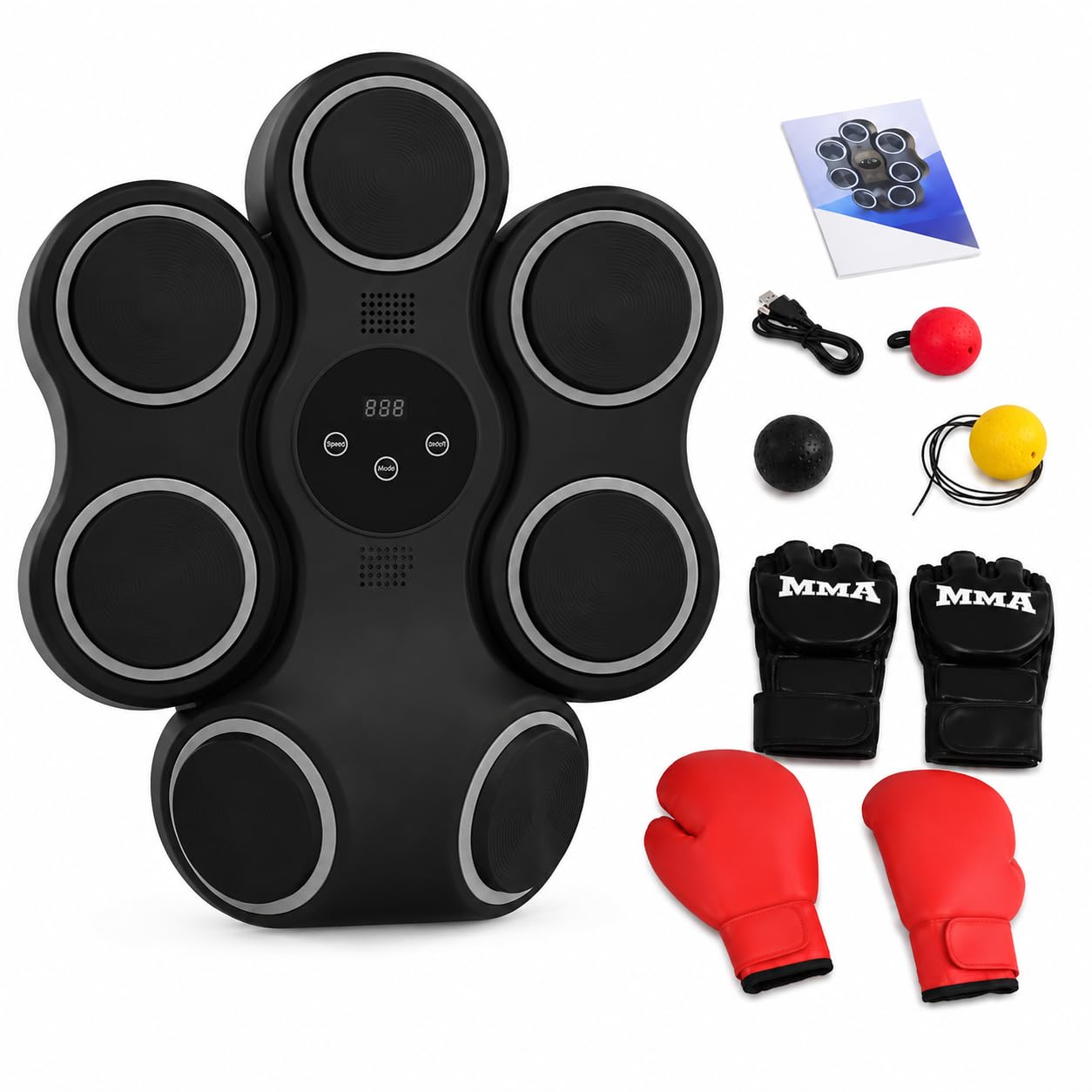 Music Boxing Machine, macchina da boxe con musica e 2 paia di guanti da boxe | 7 obiettivi di percussione, 11 modalità, macchina elettronica musicale per bambini e adulti, allenamento a casa e in palestra