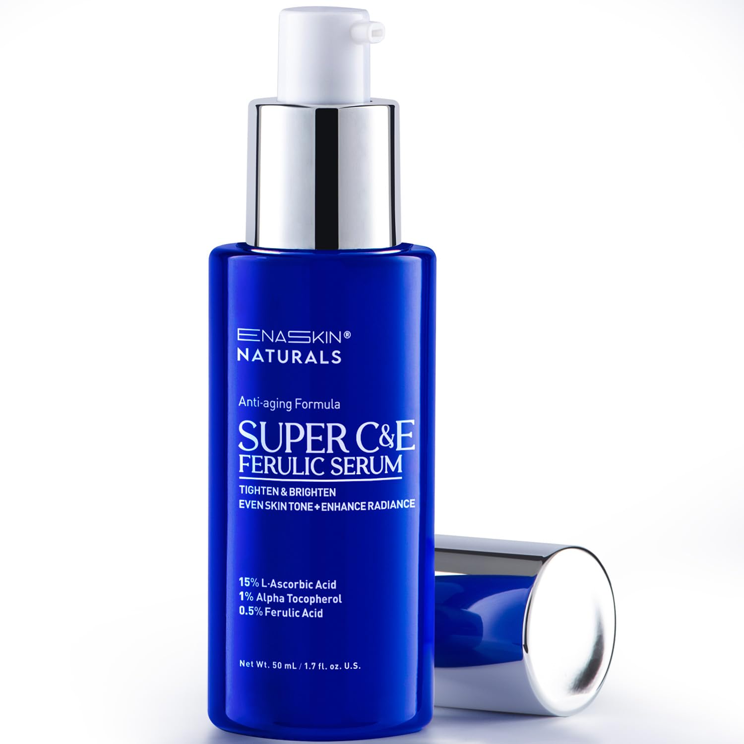 Enaskin NaturalsSuper C Serum for Face: Vitamin C Face Serum with Ferulic Acid for Women Mature Skin, Premium Formula Vit C Facial Serum for Brightening Dark Spots and Glowing up Skin - 1.7 Oz