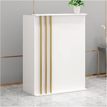 Modern Office Reception Desk, Floating Design, Lockable Drawer, 60x45x95cm
