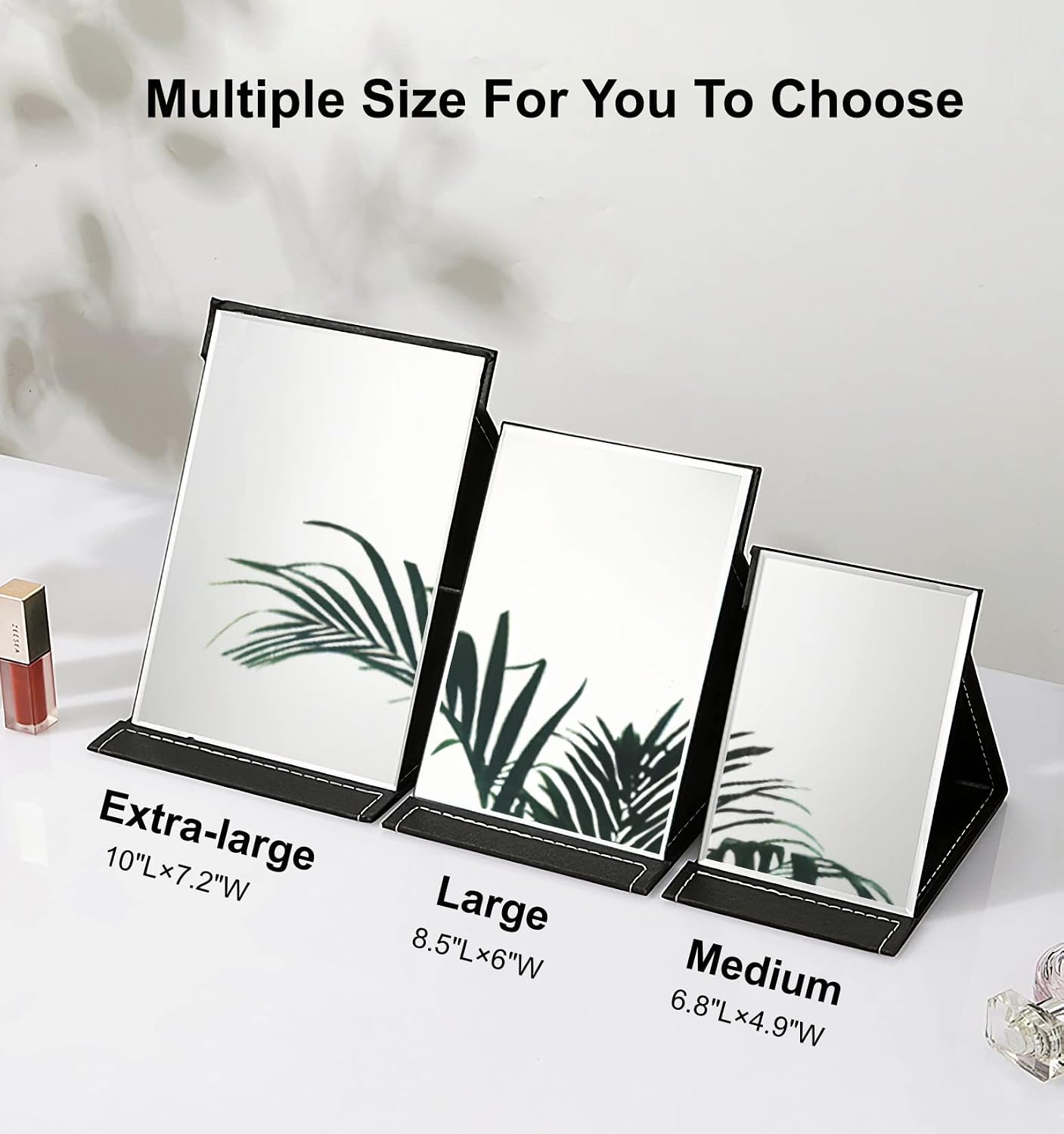 NAYSAYE Portable Folding Travel Mirror - Makeup Table Desk Vanity Mirror with Standing (8.5W x 6L)