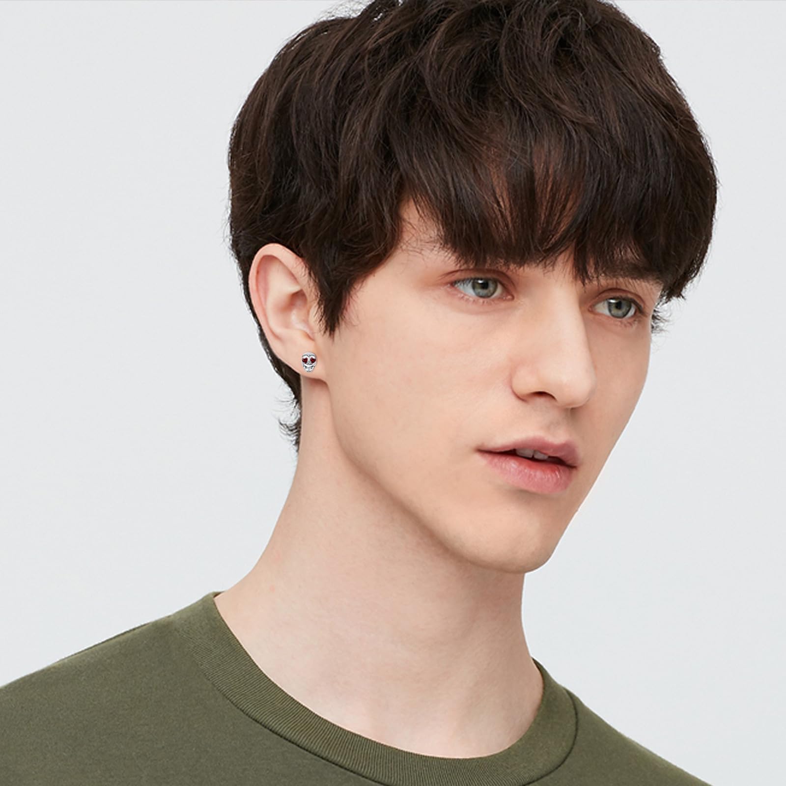 Orecchini a forma di teschio, in argento Sterling 925, per Halloween, piccoli orecchini a forma di teschio per ragazze, uomini, figlio, adolescenti, Argento sterling