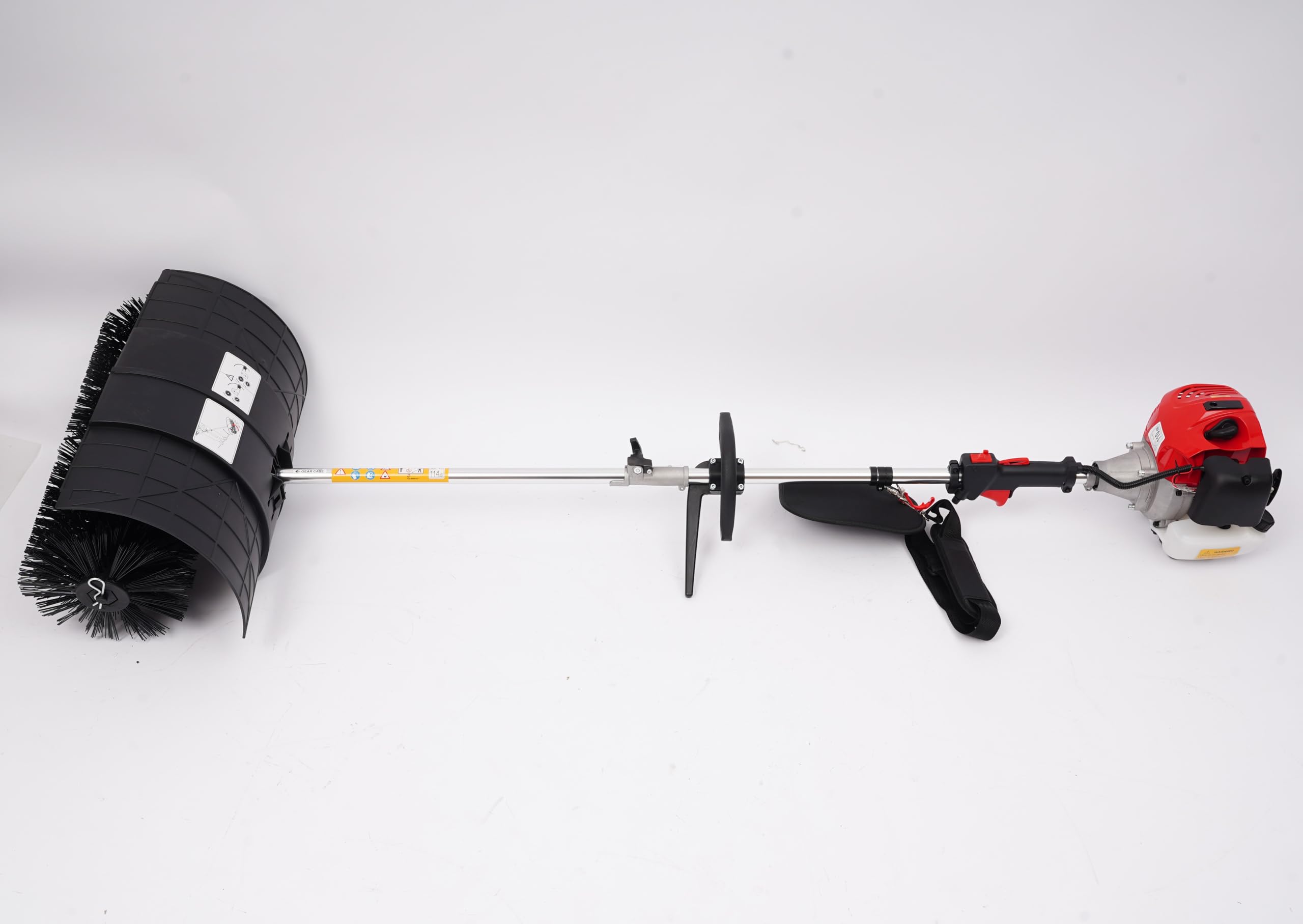 Barredora de gasolina de 52 CC, 2 tiempos, 1,7 kW, 52 cm de ancho de cepillo, para limpieza de césped artificial y carreteras, incluye gafas de protección y cubierta protectora curvada