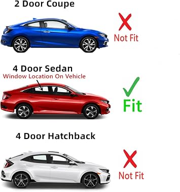 Passenger Right Side Rear Door Window Door Glass Compatible with Honda Civic 2016-2021 / Insight 2019-2022 4 Door Sedan Models