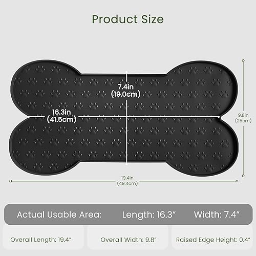 Miniatura 2 de Tapete de silicona antideslizante para comida para perros, mantel individual más grueso para mascotas, impermeable, con borde elevado, tapete de