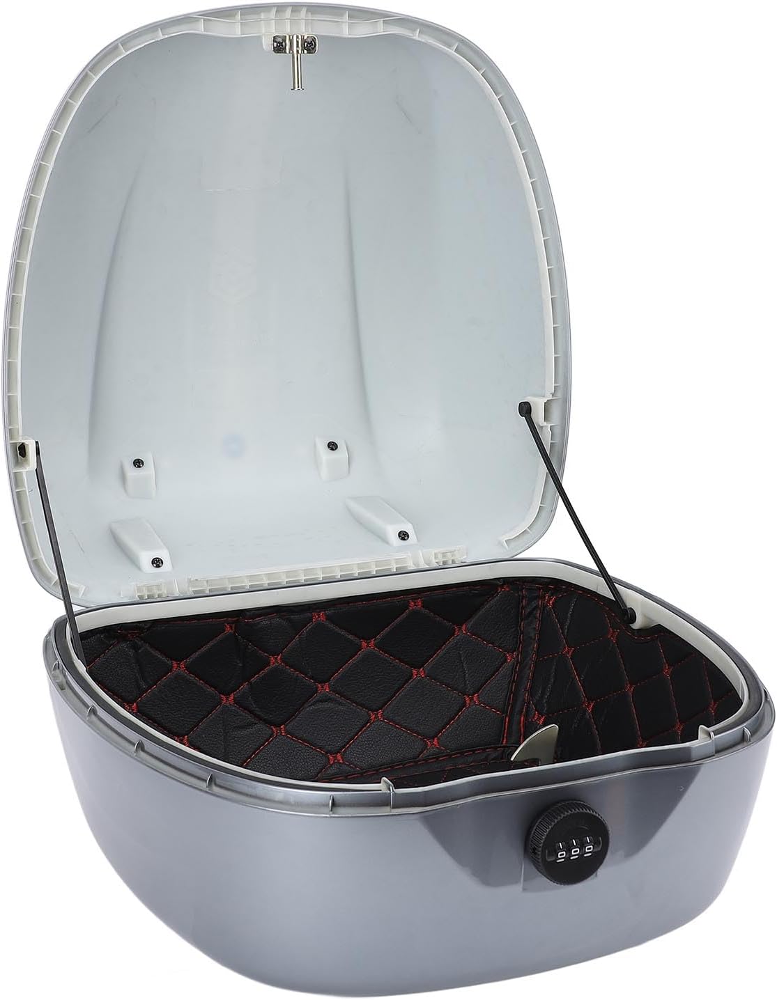 Versatile Top Box with Combination Lock Dust Proof Lightweight Rear Luggage Case for Electric Bike, Includes Backrest for Comfort, Suitable for Scooters (Grey)