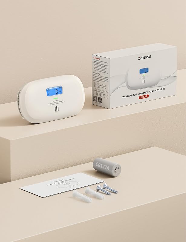 X-Sense XC0C-iR Okos Szénmonoxid Érzékelő - WiFi-s CO Detektor LCD Kijelzővel, TÜV Tanúsítvánnyal, Applikációs Némítással és Cserélhető Elem
