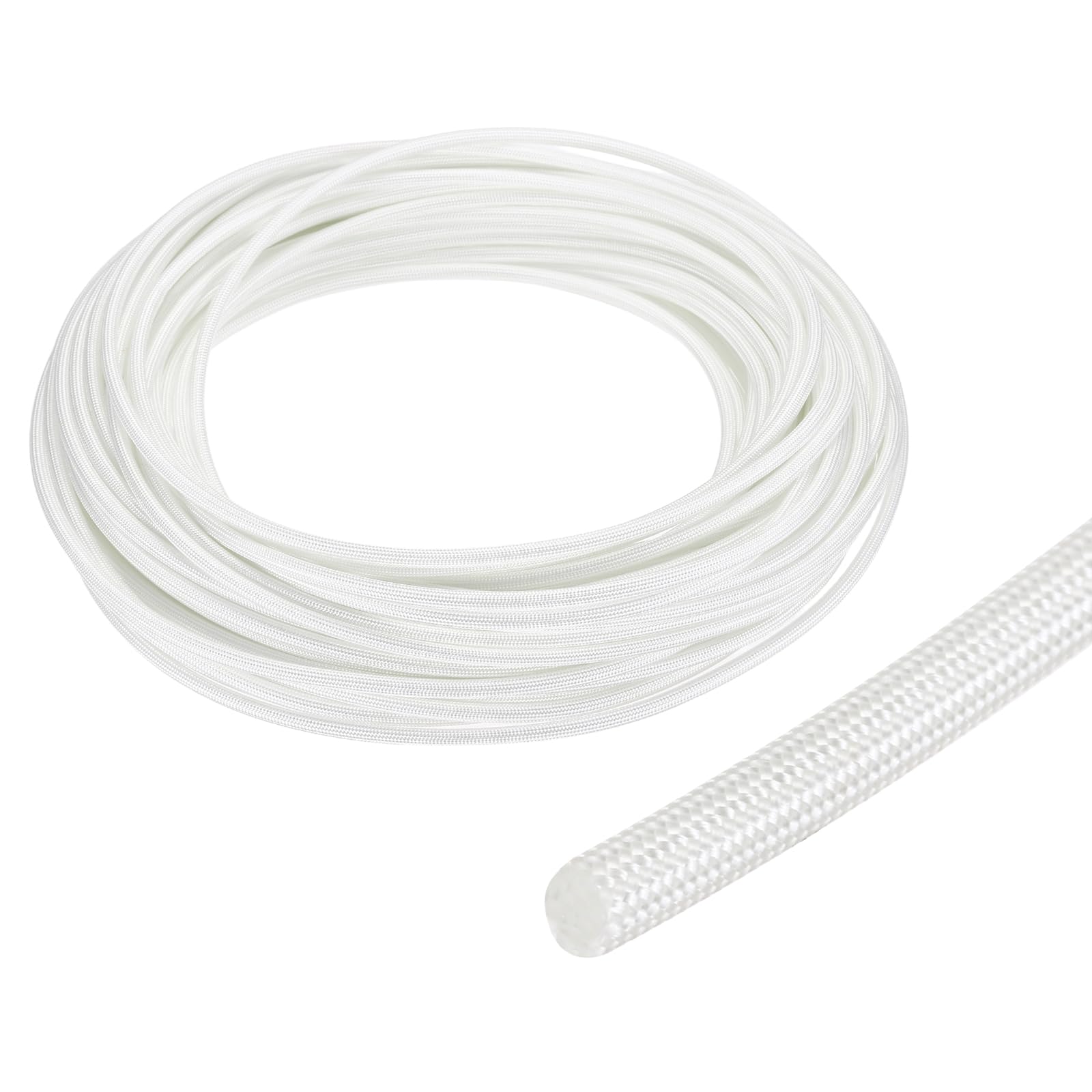 sourcing map Insulation Cable Protector,2mm/0.08 Inch-20m/66 Feet High TEMP Fiberglass Sleeve White โ image 1