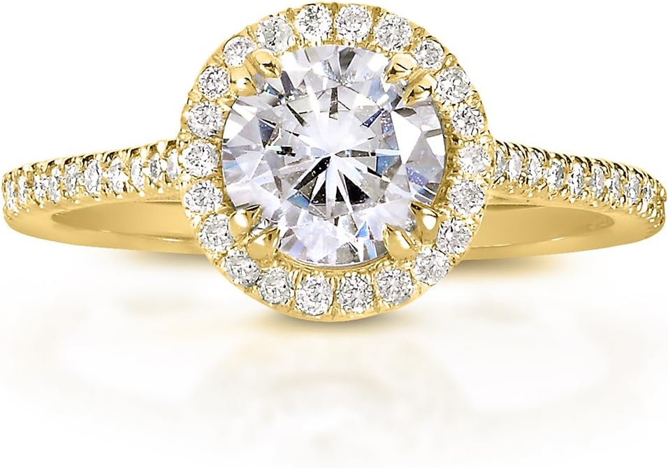 Kobelli Round-cut Diamond Halo Engagement Ring 1 1/3 Carat (ctw) in 14k Yellow Gold