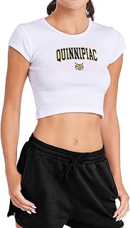 Campus Lab Quinnipiac University Arch Logo Secondary Women's Cap Sleeve Baby Rib Crop Top