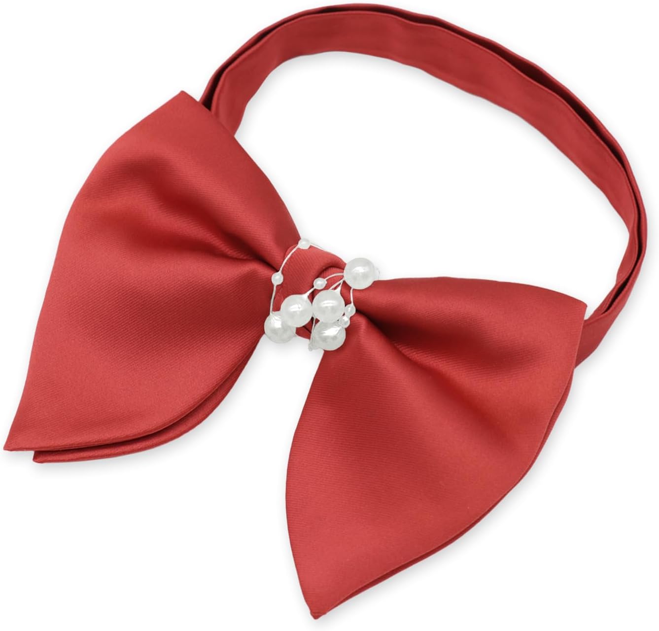 Pearl Bow Ties for Men, Oversized Bowtie for Work Wedding Party | Elegant Pearls, Adjustable Strap, Quick Wear, Easy Buckle, Multiple Colors, 5.1 × 3.9 inches, Smooth Fabric, Business, Daily