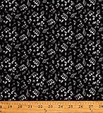 Cotton Music Notes Musical Symbols Bass Treble Clefs Sharps Flats Signs White on Black Jazz Cotton Fabric Print by The Yard (D514.18)