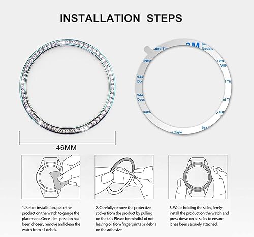 Miniatura 5 de Correas compatibles con Samsung Galaxy Watch de 1.81 pulgadas  Gear S3 FrontierClassic, correa de metal con diamantes de imitación brillantes de