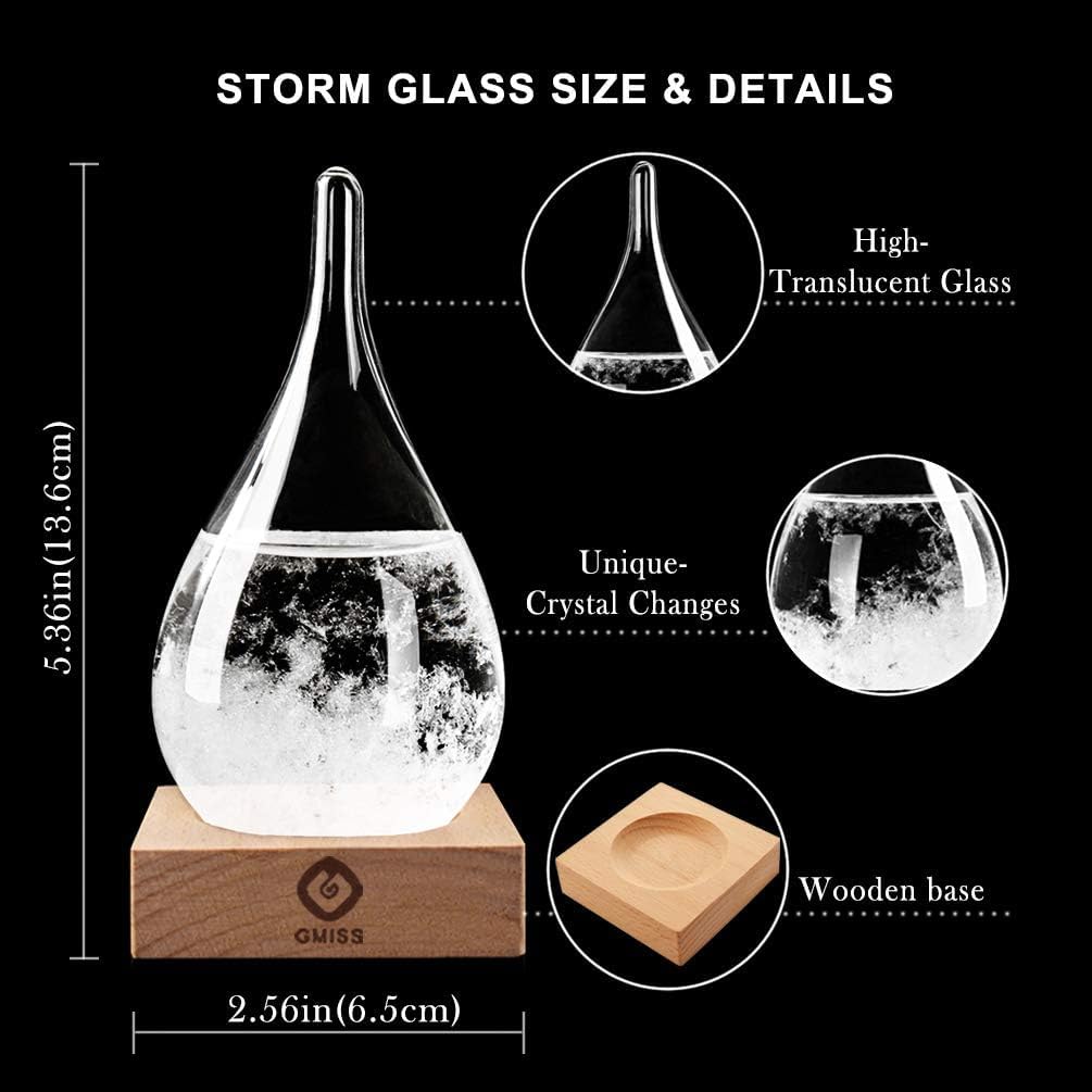 Storm Glass Weather Predictor - Drop-Shaped Forecast Home/Office Desktop Decoration, Christmas Snow Globe for Family Friends Unique Christmas Gifts, Weather Globe Science Decor