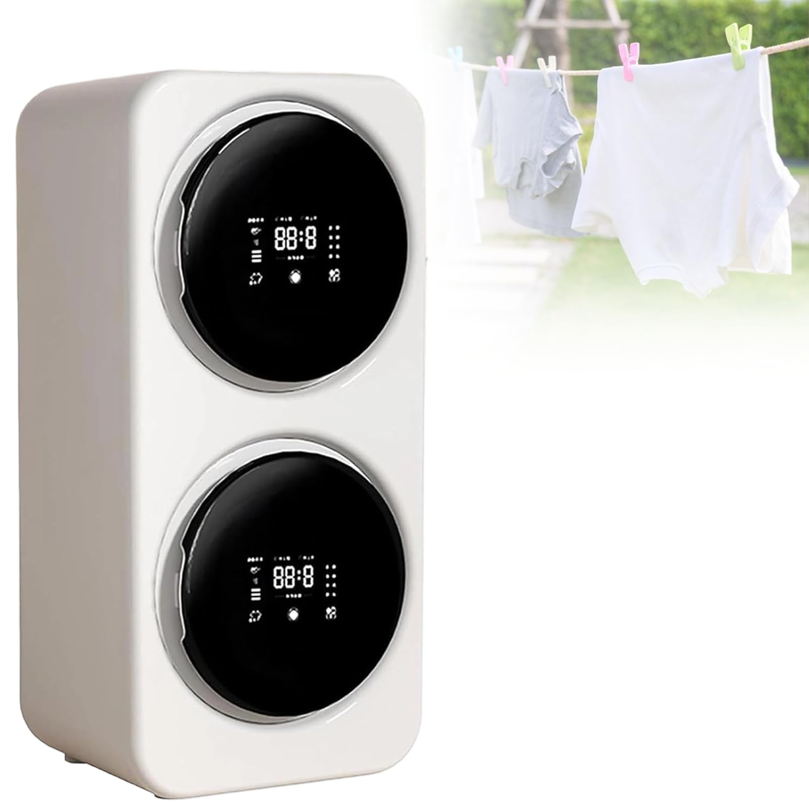 Xjleftonomie Motorhome Mini Underwear Washer Dryer, 2 X 3.5l High-Temperature Drying At 65℃, Smart Touch Panel, Compact Design For Apartments, Dorms, And Rvs S4Desktopmodel-White