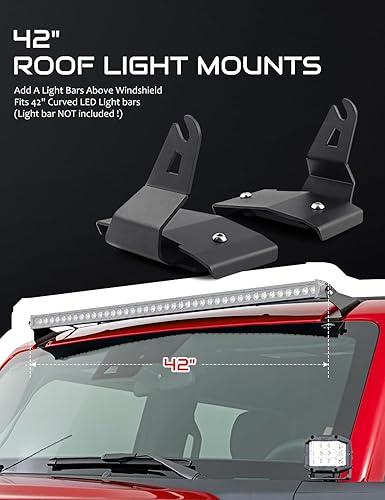 Miniatura 5 de Soportes de barra de luz LED curvada de 42 pulgadas para Bronco, soporte de montaje de barra de luz LED para techo delantero del parabrisas