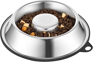 Stainless Steel Slow Feeder Dog Bowl Metal Slow Feed Dog Food Bowl