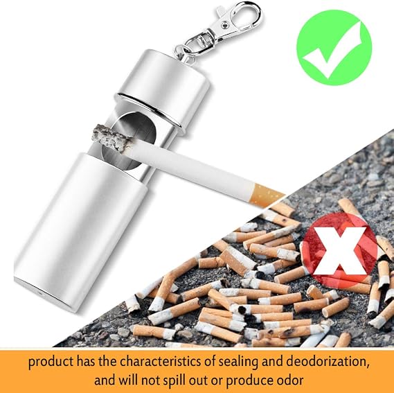 Pocket Ashtray 3 x Mini Anti-Odour Ashtray with Key Ring Anti-Odour Metal Easy to Take for Smokers and Outdoor Travellers as Key Rings Black Silver Gold 9 x 4 x 2 cm